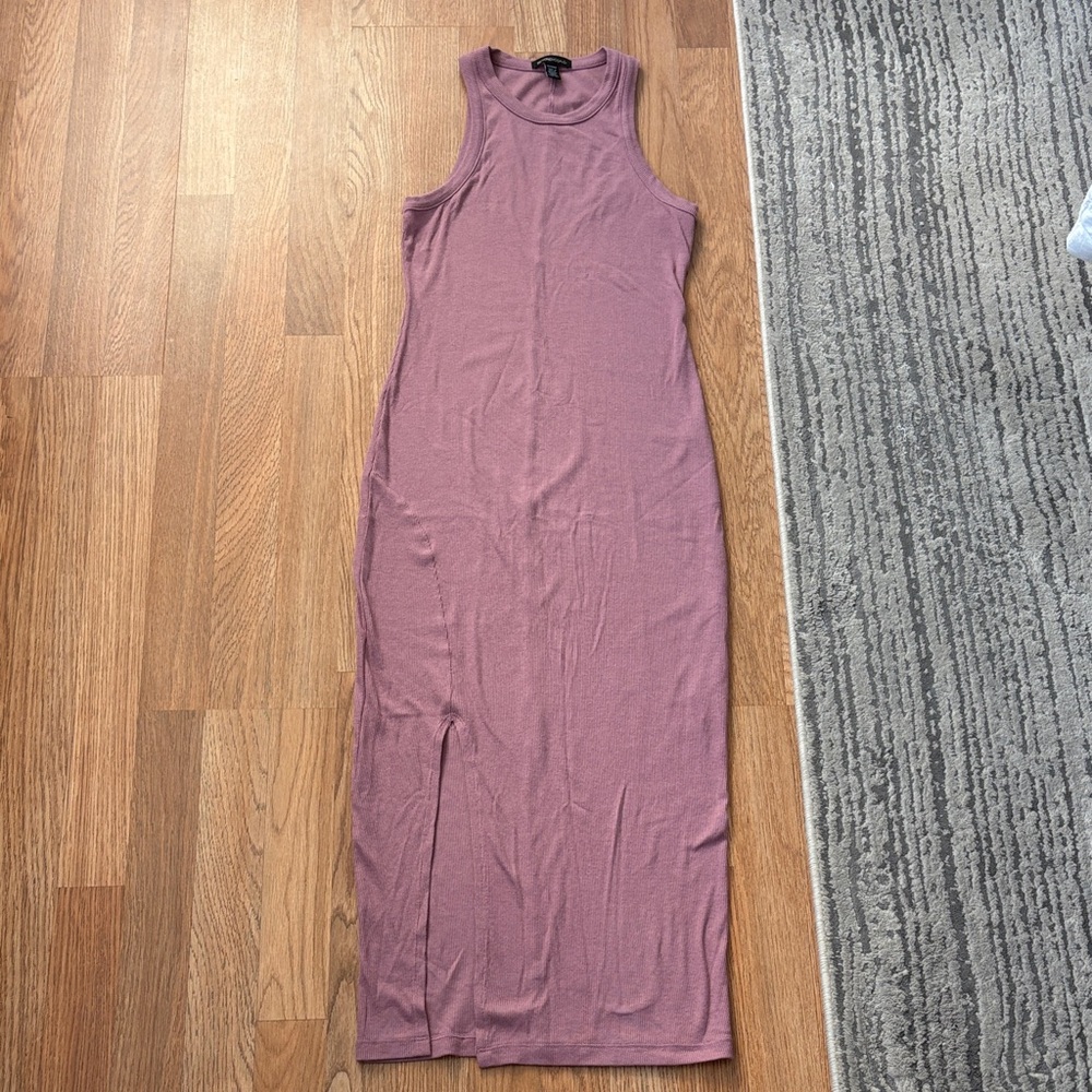 Beyond Yoga Mauve Sleeveless Ribbed Midi Dress